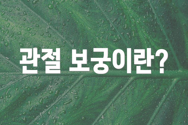 관절 보궁이란?