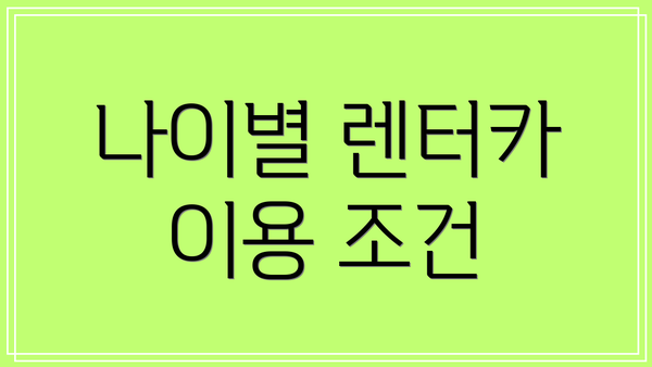 나이별 렌터카 이용 조건