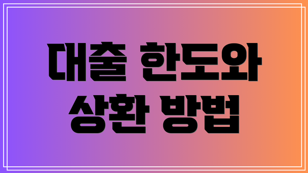 대출 한도와 상환 방법