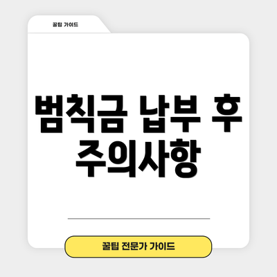 범칙금 납부 후 주의사항