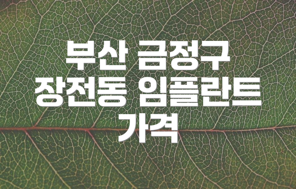 부산 금정구 장전동 임플란트 가격