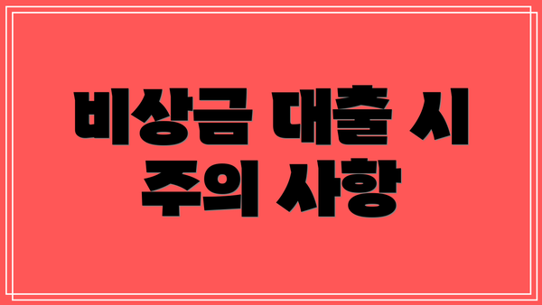 비상금 대출 시 주의 사항