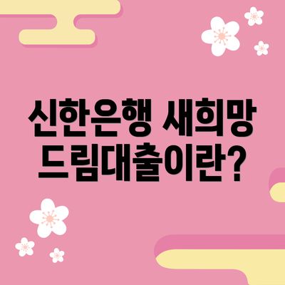 신한은행 새희망드림대출이란?