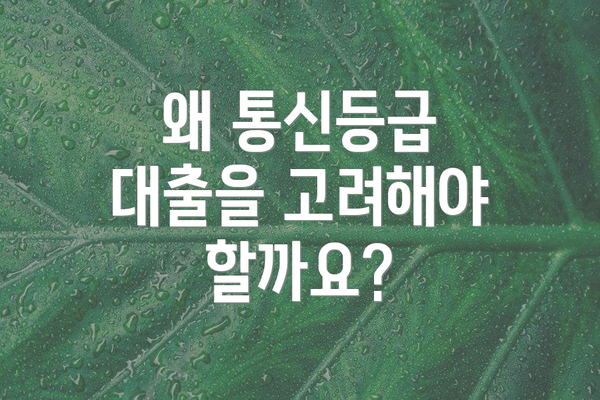 왜 통신등급 대출을 고려해야 할까요?