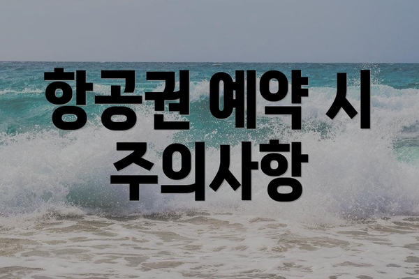 항공권 예약 시 주의사항