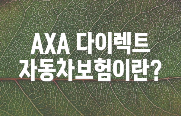 AXA 다이렉트 자동차보험이란?