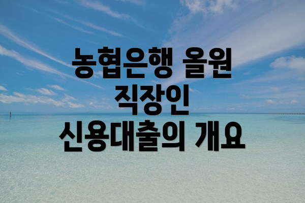 농협은행 올원 직장인 신용대출의 개요