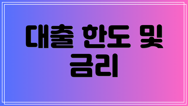 대출 한도 및 금리