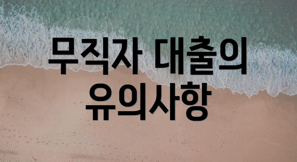 무직자 대출의 유의사항