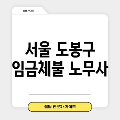 서울 도봉구 임금체불 노무사