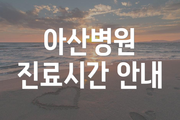 아산병원 진료시간 안내