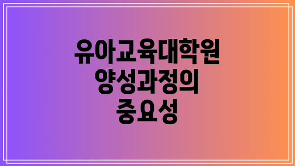 유아교육대학원 양성과정의 중요성