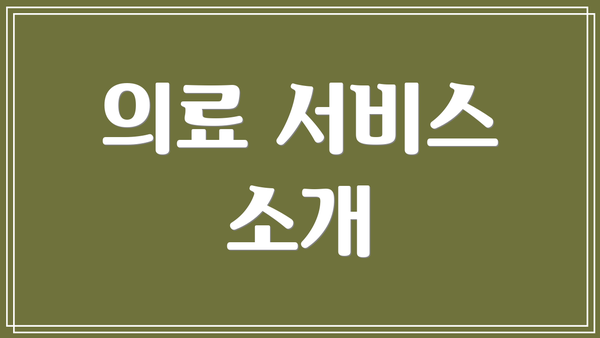 의료 서비스 소개