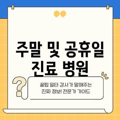 주말 및 공휴일 진료 병원