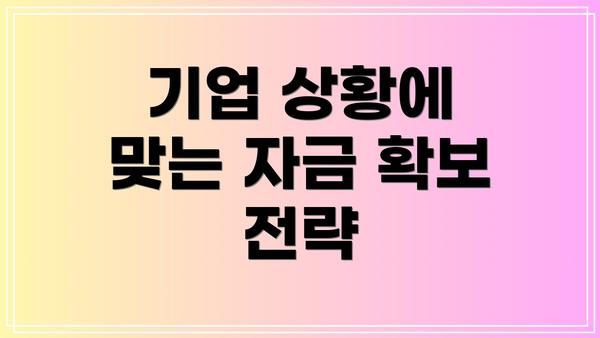 기업 상황에 맞는 자금 확보 전략