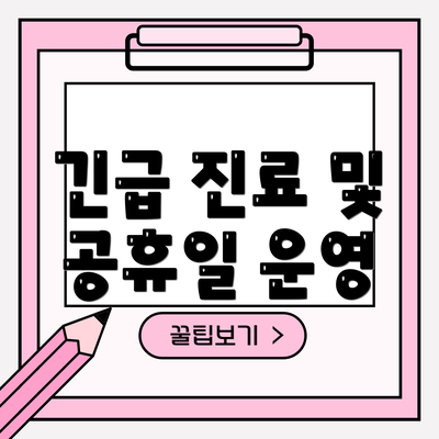 긴급 진료 및 공휴일 운영