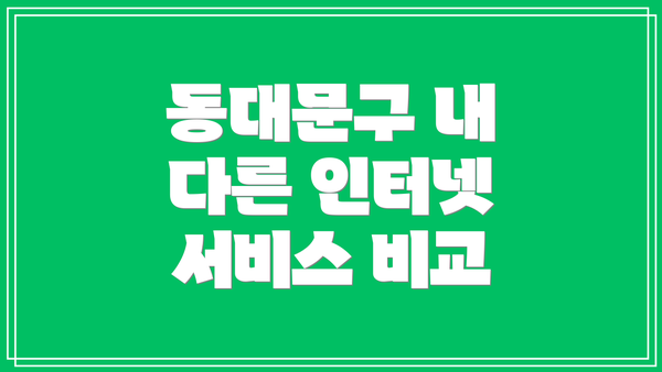 동대문구 내 다른 인터넷 서비스 비교