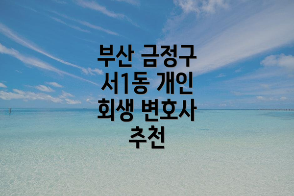 부산 금정구 서1동 개인 회생 변호사 추천