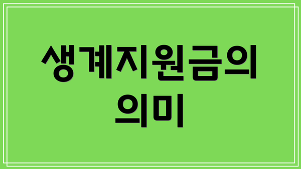 생계지원금의 의미