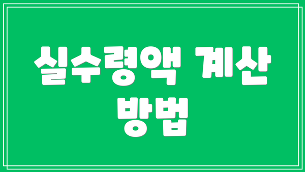 실수령액 계산 방법