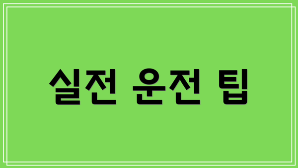 실전 운전 팁