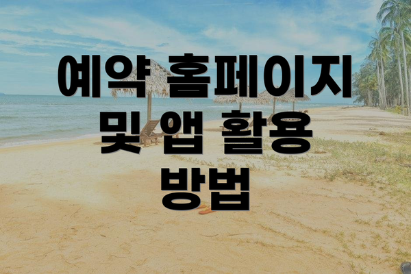 예약 홈페이지 및 앱 활용 방법