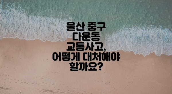 울산 중구 다운동 교통사고, 어떻게 대처해야 할까요?