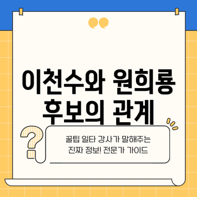 이천수와 원희룡 후보의 관계