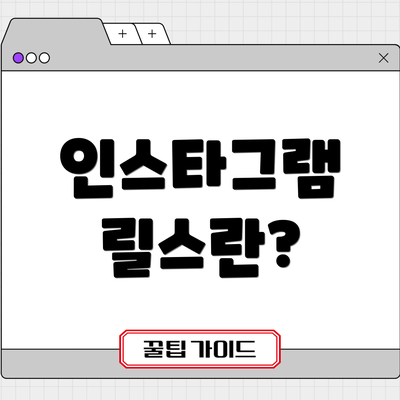인스타그램 릴스란?