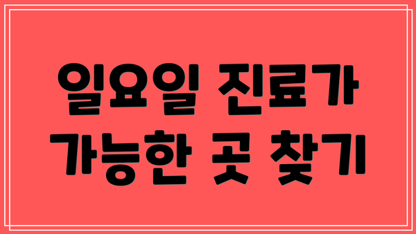 일요일 진료가 가능한 곳 찾기