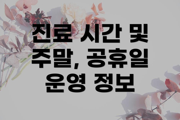 진료 시간 및 주말, 공휴일 운영 정보