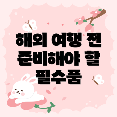 해외 여행 전 준비해야 할 필수품